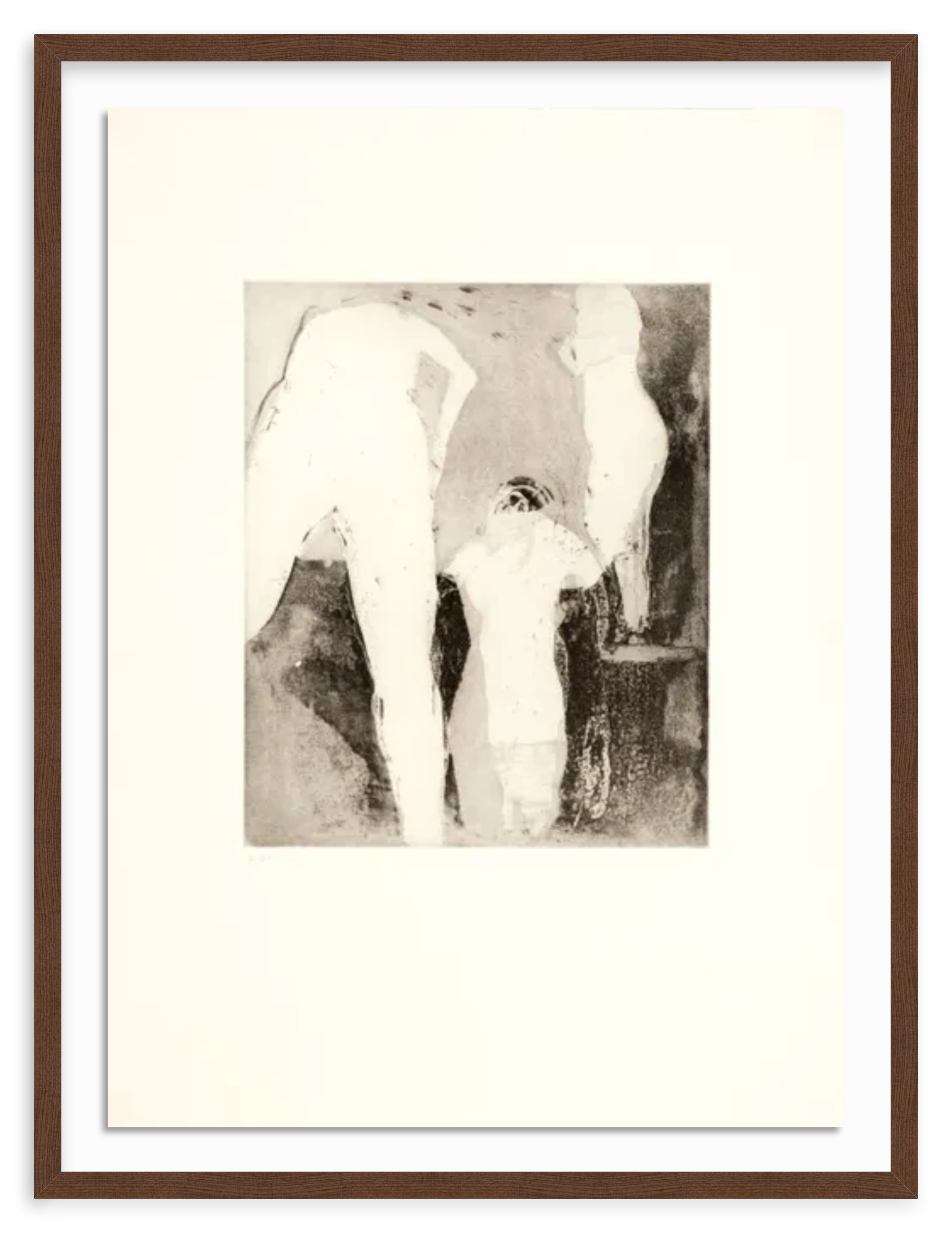 Walnut / Float Mount | three figures, black and white, print