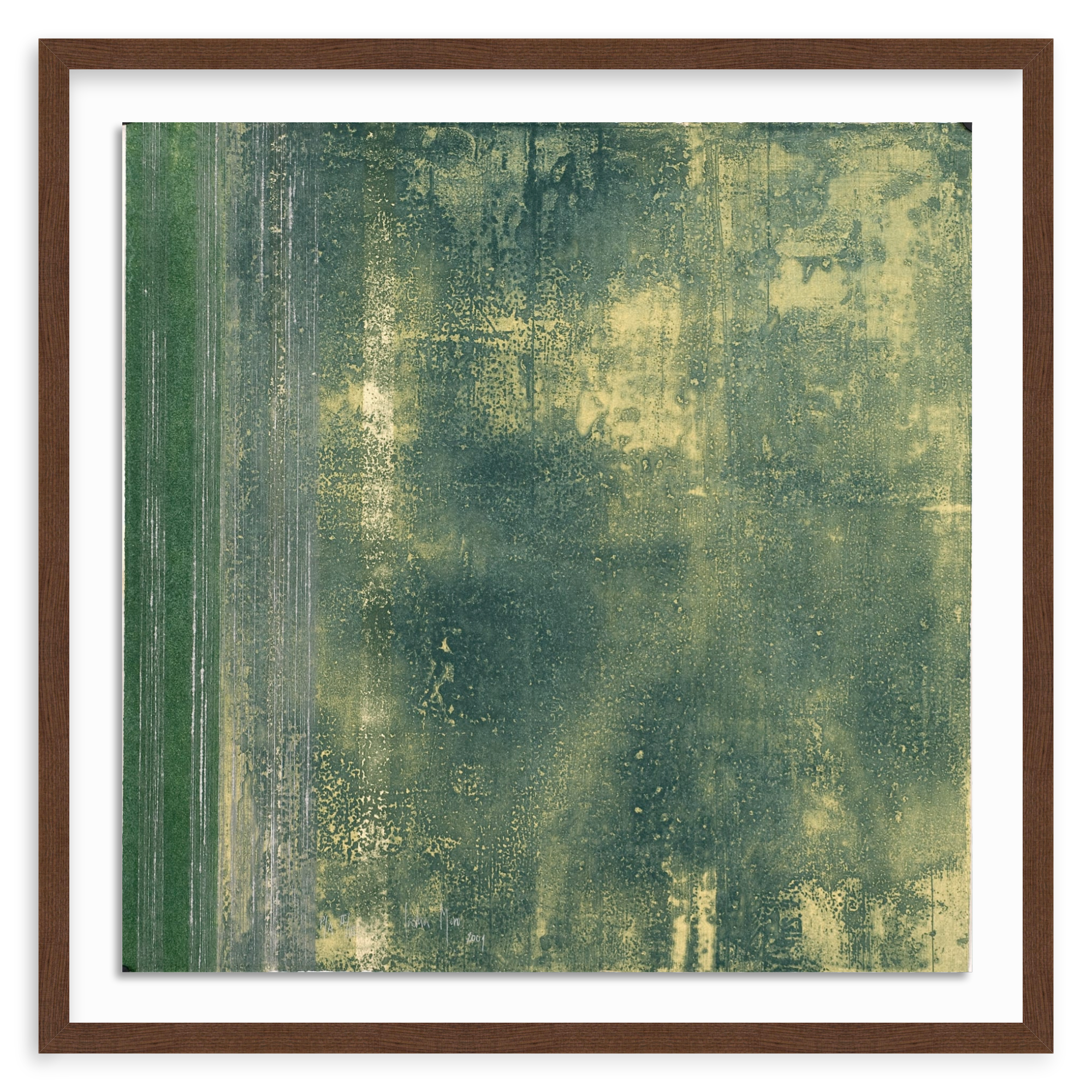 Walnut Gallery / Float Mount | yellow and green square abstract print